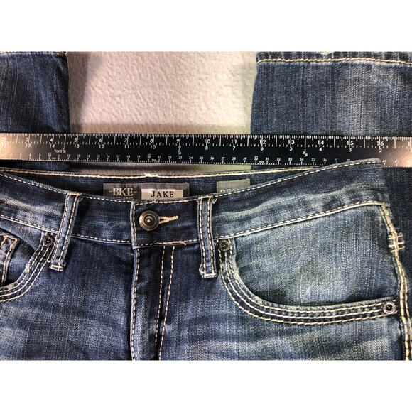 BKE Jake Straight Leg Jeans Mens 32x32 Dark Wash Stretch Denim long/tall - Picture 4 of 8